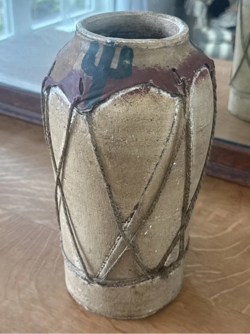 VTG Southwestern Hand-painted Hide Clay Vase